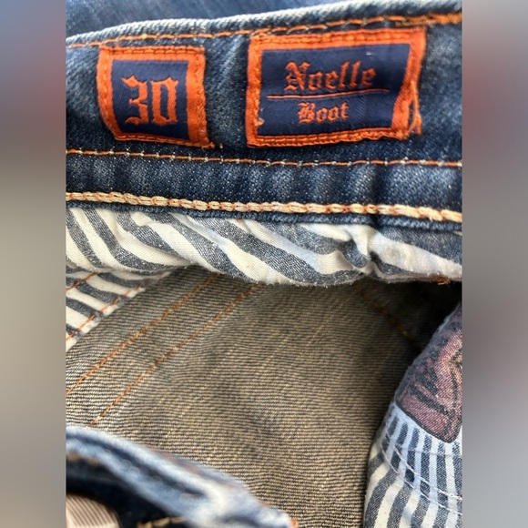 ROCK‎ REVIVAL WOMEN'S NOELLE BOOT CUT JEANS SIZE 30 FRAYED HEAVY STITCHING - Picture 9 of 16